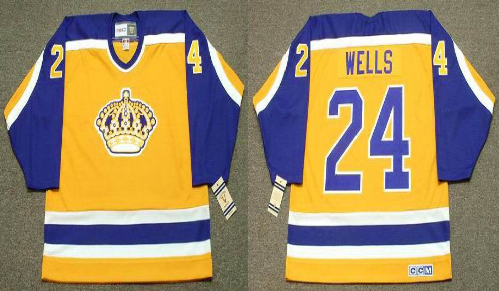 2019 Men Los Angeles Kings #24 Wells Yellow CCM NHL jerseys